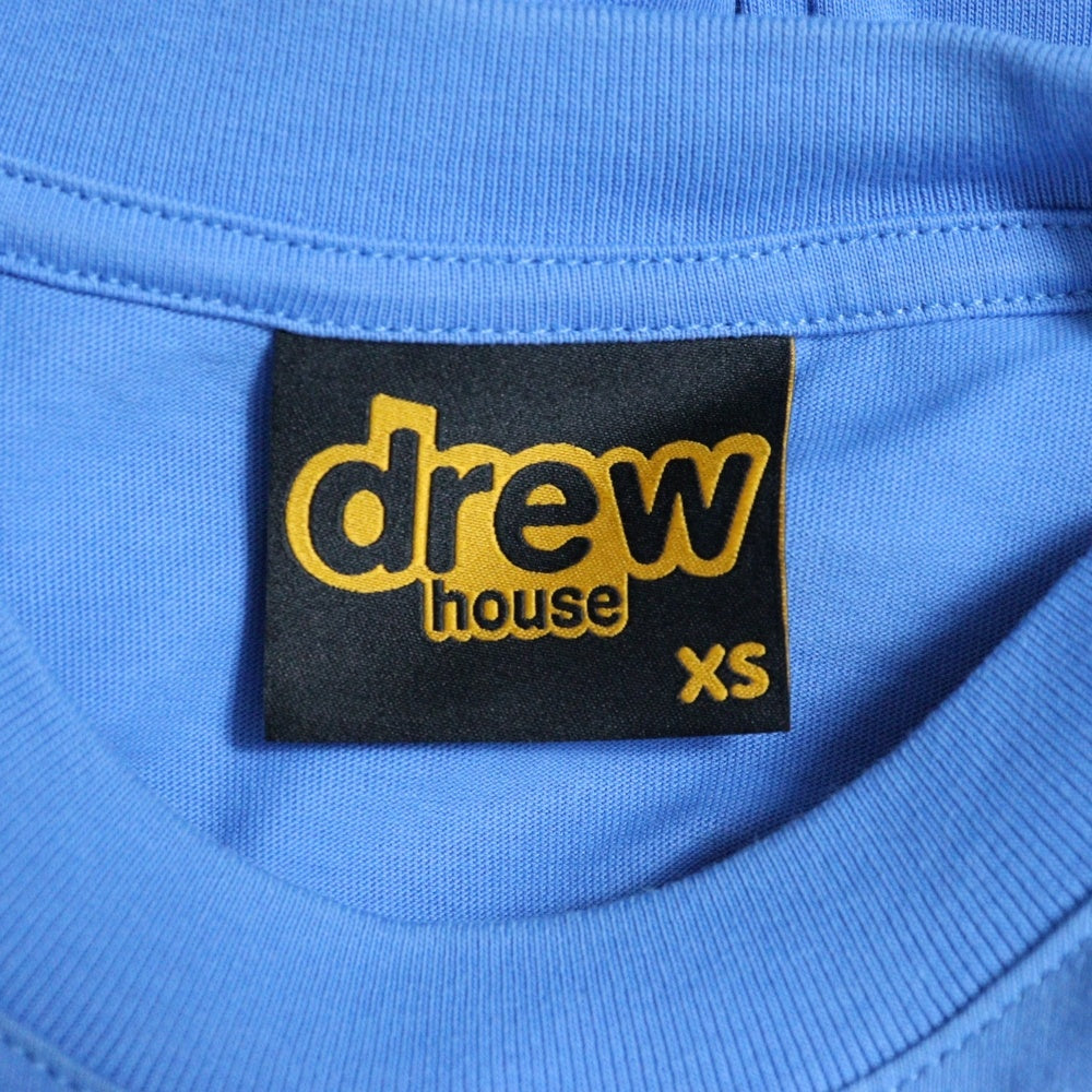 drew house(ドリューハウス) マスコット フロントロゴプリント クルーネック半袖Tシャツ カットソー ブルー/イエロー