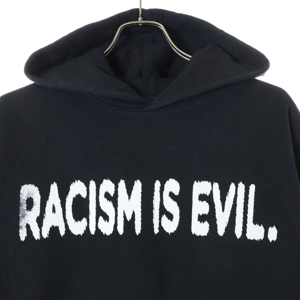 SIMPLE GOSPEL(シンプルゴスペル) RACISM IS EVIL フロントプリント プルオーバー スウェットパーカー フーディ ブラック