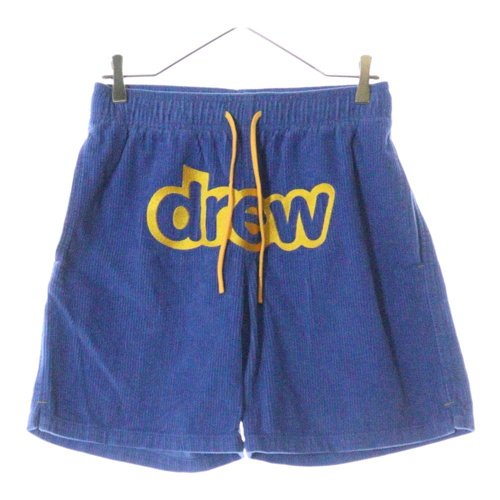 drew house(ドリューハウス) フロントロゴ ドローコード コーデュロイ ハーフパンツ ショーツ ブルー/イエロー