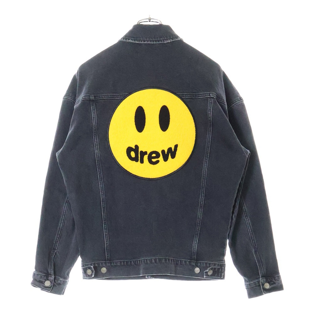 drew house(ドリューハウス) 21SS CHENILLE MASCOT PATCH TRCKER JACKET シェニール マスコットロゴパッチ デニム トラッカージャケット ブラック/イエロー