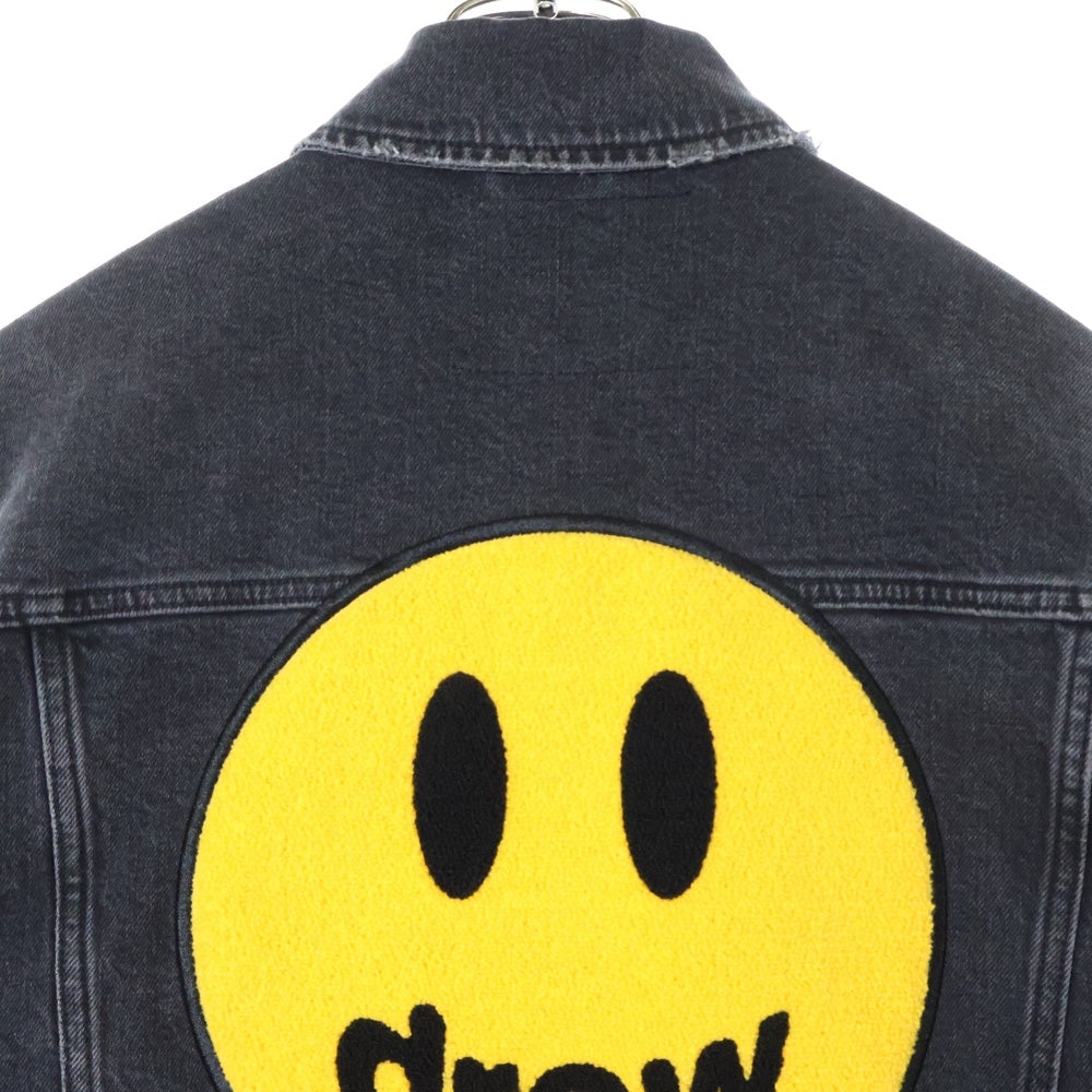 drew house(ドリューハウス) 21SS CHENILLE MASCOT PATCH TRCKER JACKET シェニール マスコットロゴパッチ デニム トラッカージャケット ブラック/イエロー