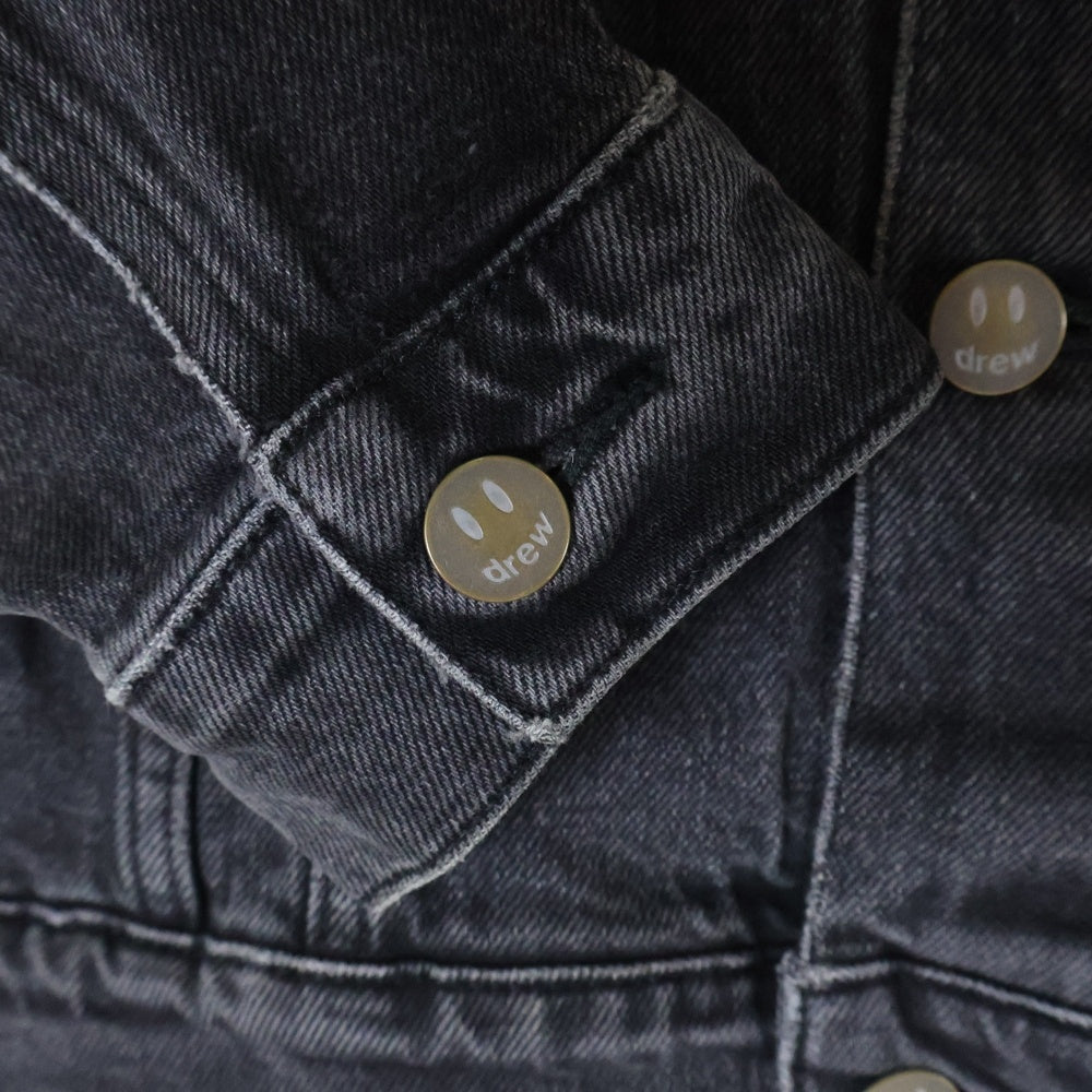 drew house(ドリューハウス) 21SS CHENILLE MASCOT PATCH TRCKER JACKET シェニール マスコットロゴパッチ デニム トラッカージャケット ブラック/イエロー
