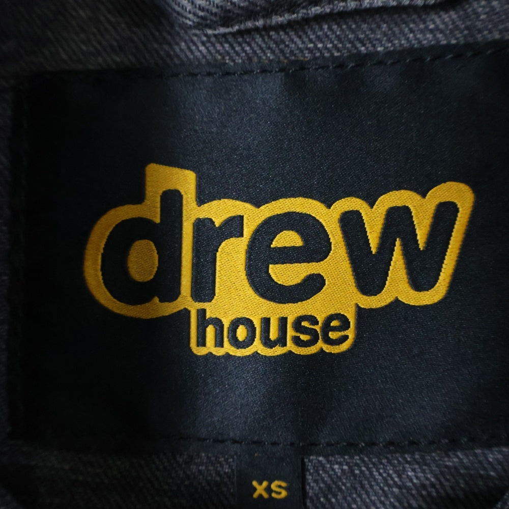 drew house(ドリューハウス) 21SS CHENILLE MASCOT PATCH TRCKER JACKET シェニール マスコットロゴパッチ デニム トラッカージャケット ブラック/イエロー