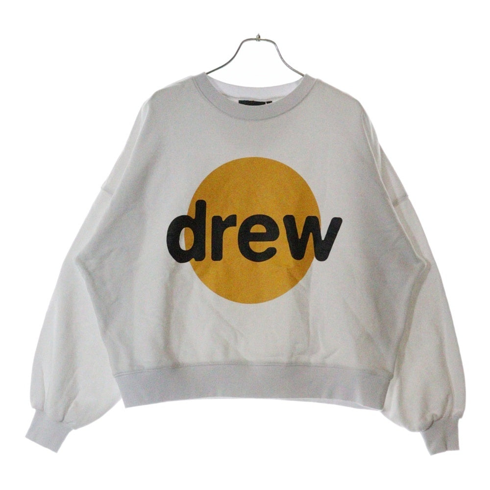 drew house(ドリューハウス) INFINITE JOY BOXY CREWNECK インフィニット フロントロゴプリント クルーネック スウェットトレーナー ホワイト/イエロー