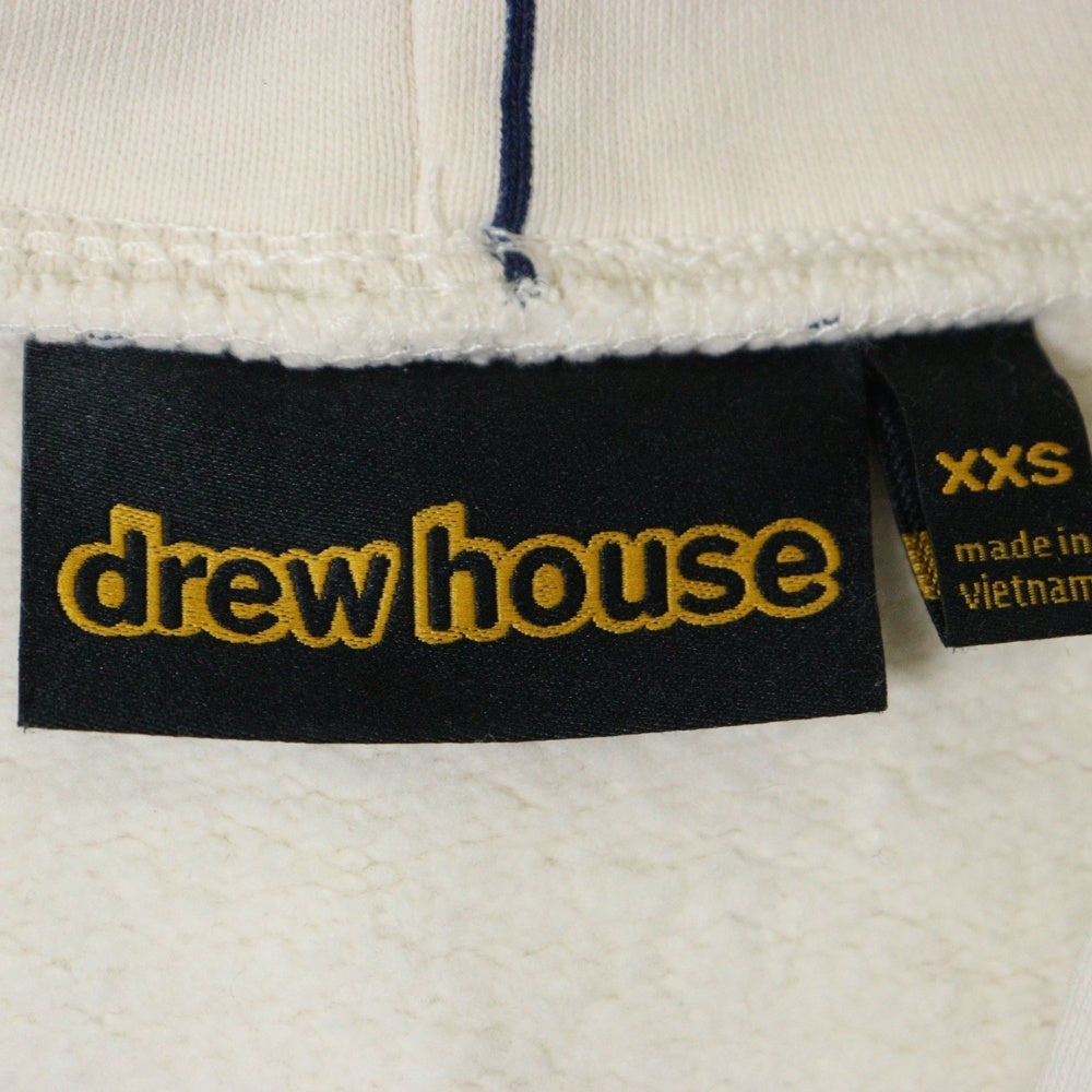 drew house(ドリューハウス) 22SS MASCOT HOODIE フロントマスコットロゴプリント ストライプ プルオーバー スウェットパーカー フーディ ベージュ/ネイビー