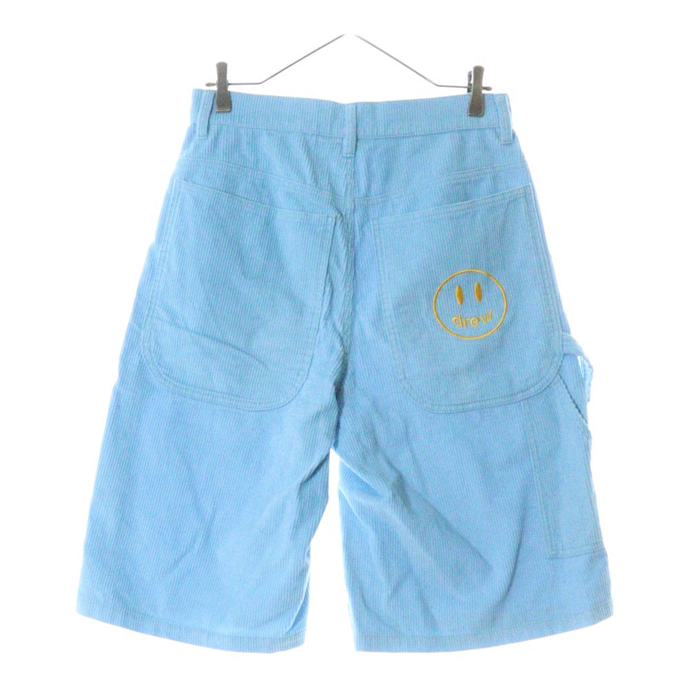 drew house(ドリューハウス) 22SS CORDUROY SS SHORT コーデュロイ マスコットロゴ刺繍 ワークハーフパンツ ショーツ ブルー