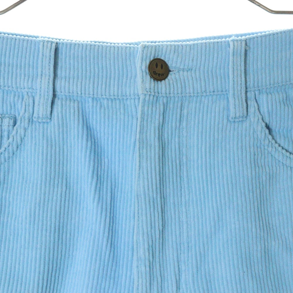 drew house(ドリューハウス) 22SS CORDUROY SS SHORT コーデュロイ マスコットロゴ刺繍 ワークハーフパンツ ショーツ ブルー