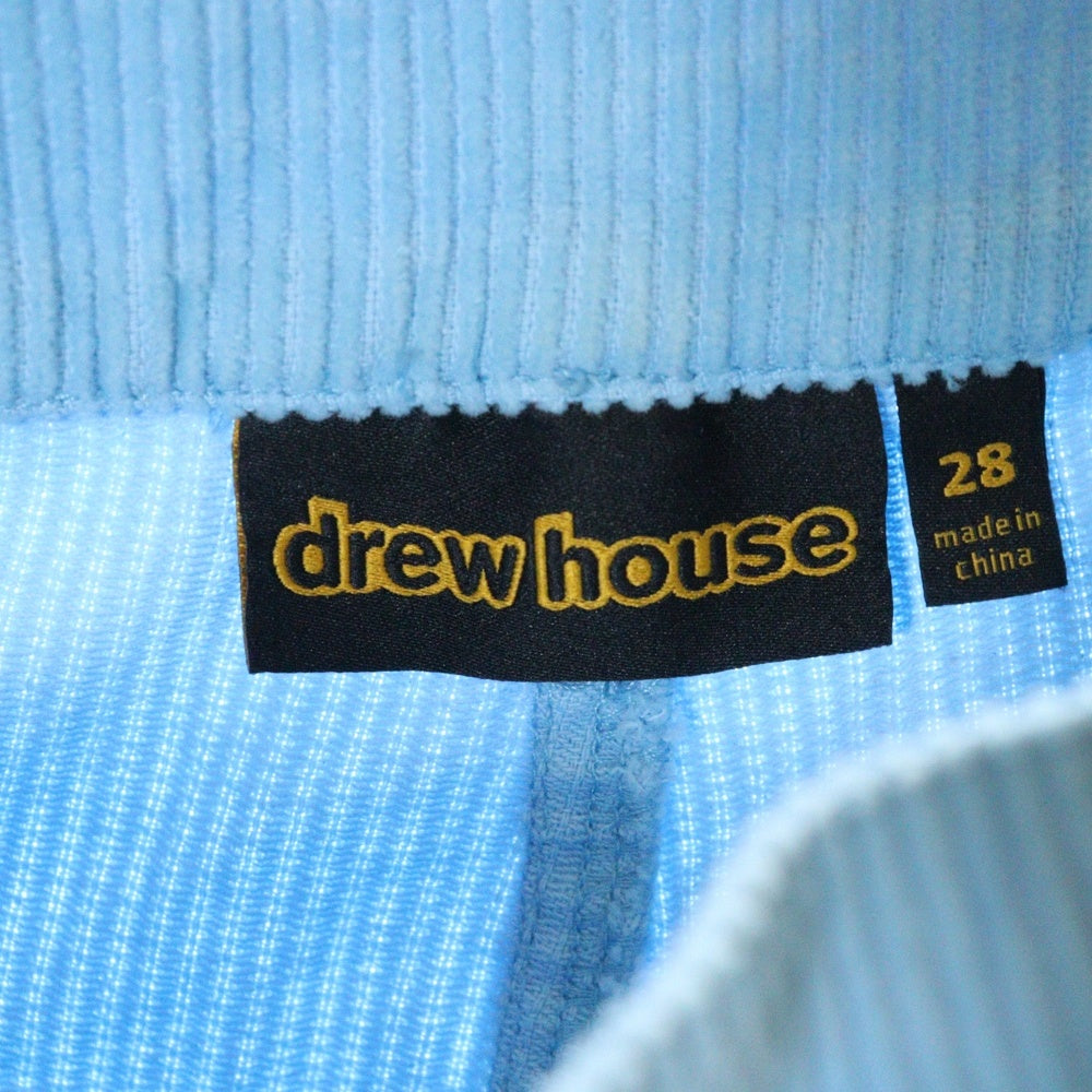 drew house(ドリューハウス) 22SS CORDUROY SS SHORT コーデュロイ マスコットロゴ刺繍 ワークハーフパンツ ショーツ ブルー