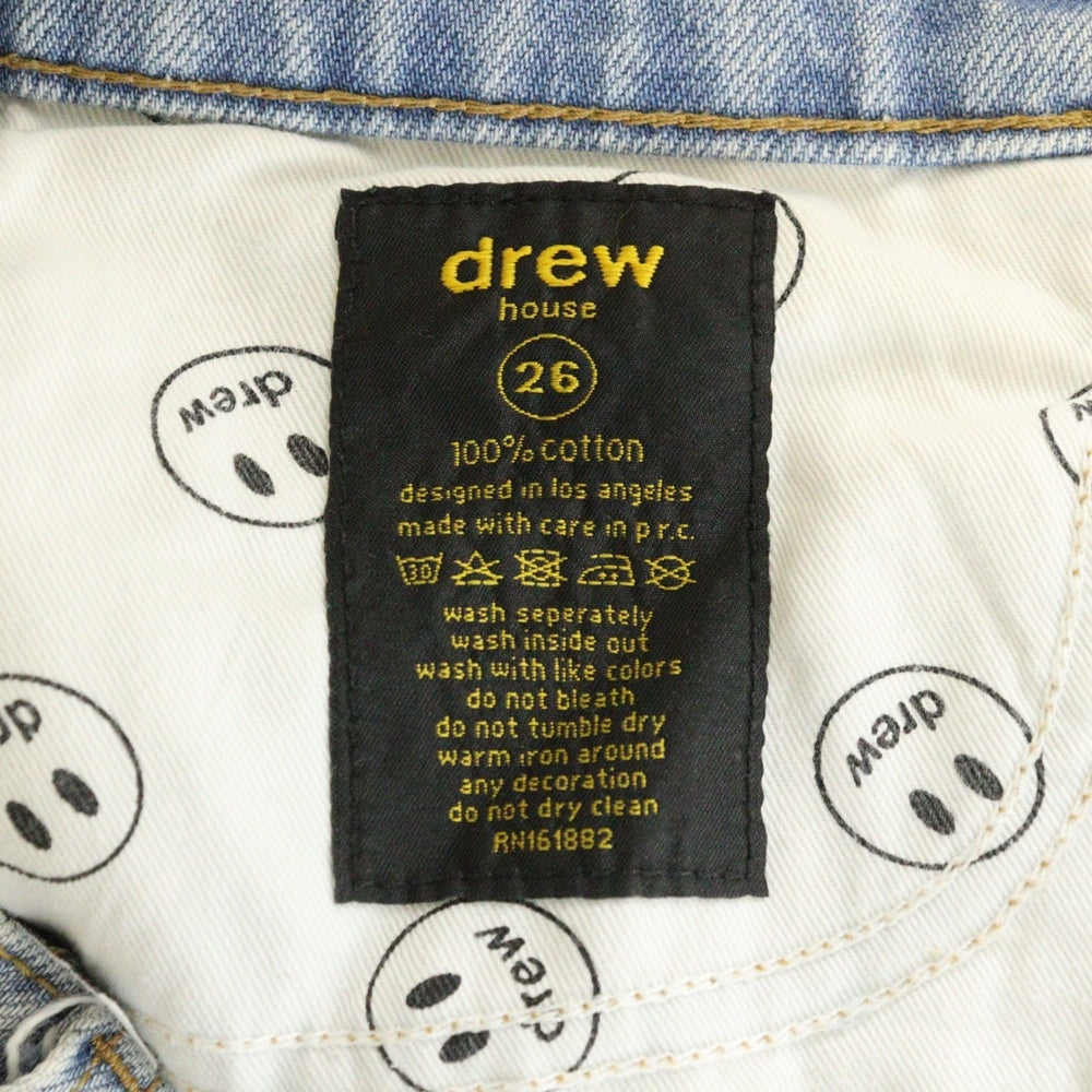 drew house(ドリューハウス) 21SS WIND LEG JEAN ヴィンテージ加工 ボタンフライ デニムパンツ ジーンズ ブルー