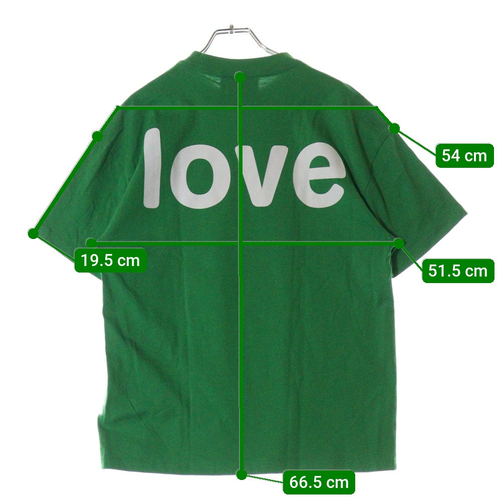 drew house(ドリューハウス) 24SS LOVE SS TEE ラブ フロントプリント クルーネック半袖Tシャツ カットソー グリーン/イエロー