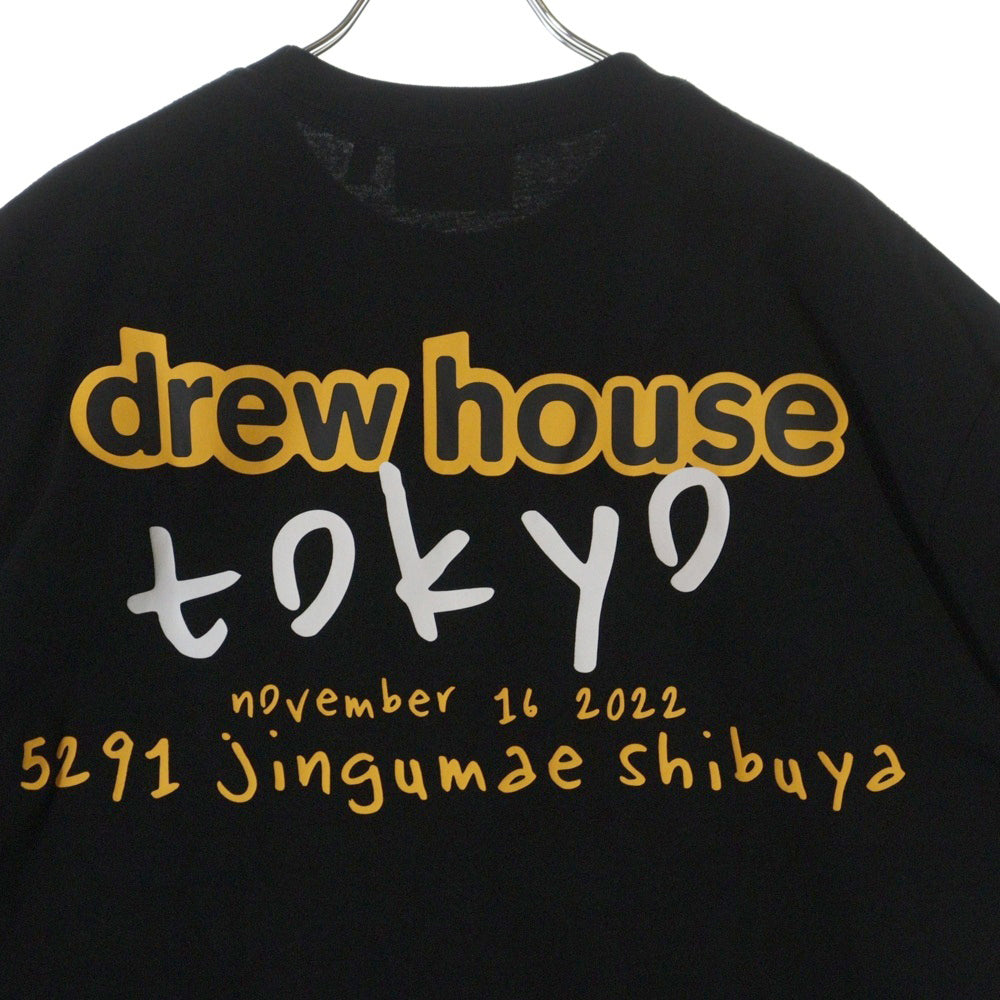 drew house(ドリューハウス) 東京限定 両面ロゴプリント クルーネック半袖Tシャツ カットソー ブラック/イエロー