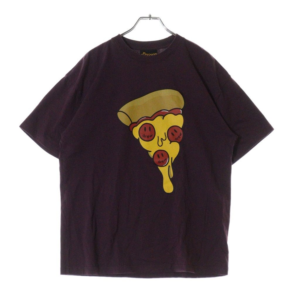 drew house(ドリューハウス) 21AW PIZZA T-SHIRT ピザ マスコットロゴプリント クルーネック半袖Tシャツ カットソー パープル/イエロー