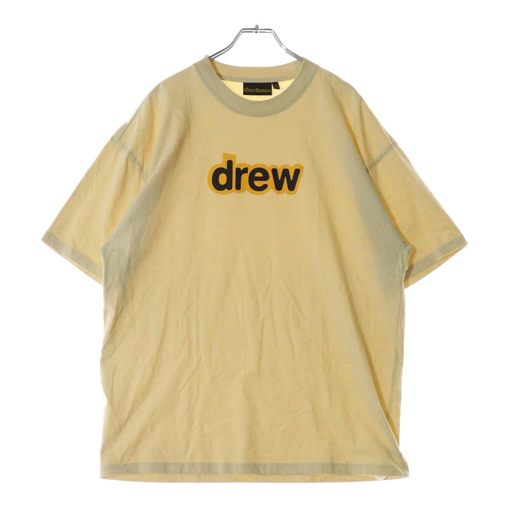 drew house(ドリューハウス) フロントロゴプリント クルーネック半袖Tシャツ カットソー ベージュ/イエロー