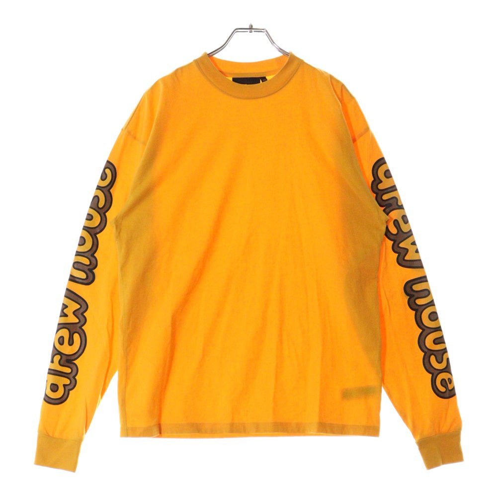 drew house(ドリューハウス) 21SS LOGO LONGSLEEVE アームロゴプリント ロングスリーブ クルーネック長袖Tシャツ カットソー イエロー