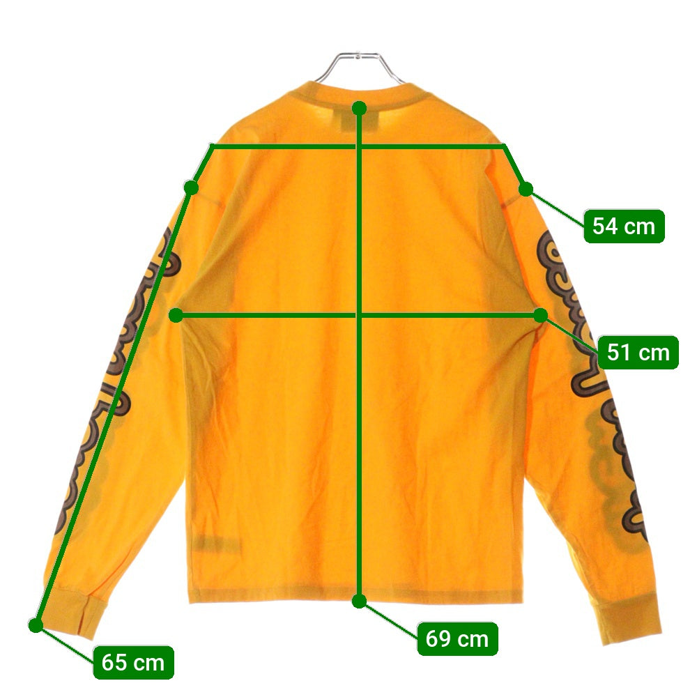 drew house(ドリューハウス) 21SS LOGO LONGSLEEVE アームロゴプリント ロングスリーブ クルーネック長袖Tシャツ カットソー イエロー