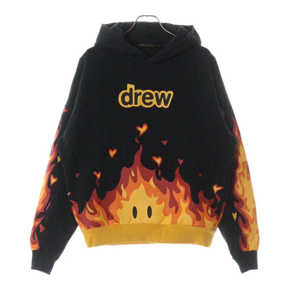 drew house(ドリューハウス) 22AW FIRE HOODIE ファイアー フロントロゴ プルオーバー スウェットパーカー ブラック/レッド