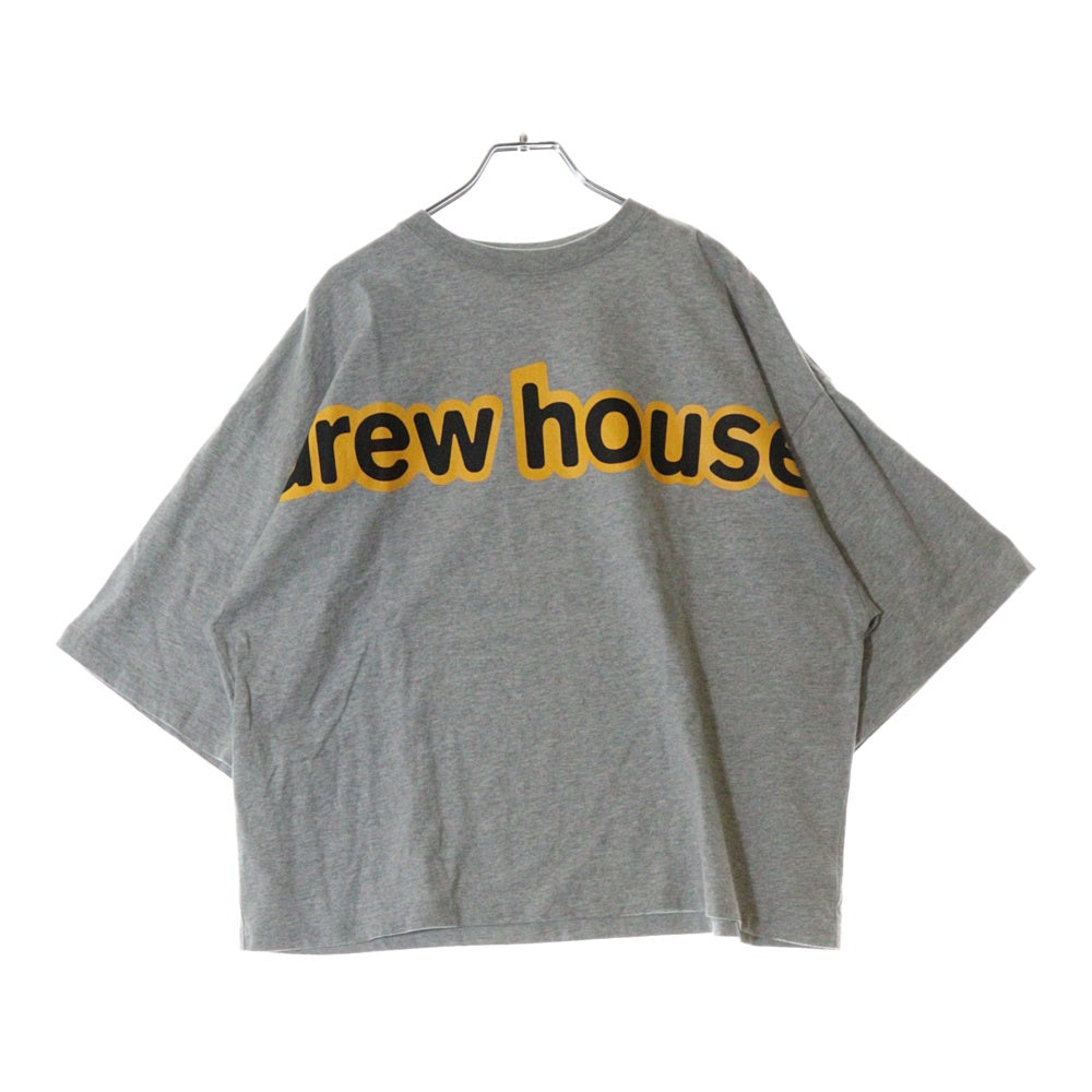 drew house(ドリューハウス) LOGO BOXY TEE フロントロゴプリント ボクシー ビッグシルエット クルーネック半袖Tシャツ カットソー グレー