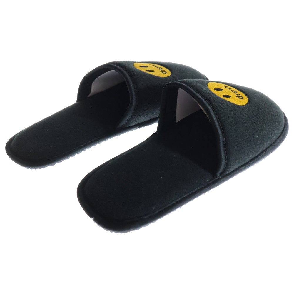 drew house(ドリューハウス) MASCOT HOUSE SLIPPERS マスコット ロゴエンブロイダリー ルームスリッパ サンダル シューズ ブラック