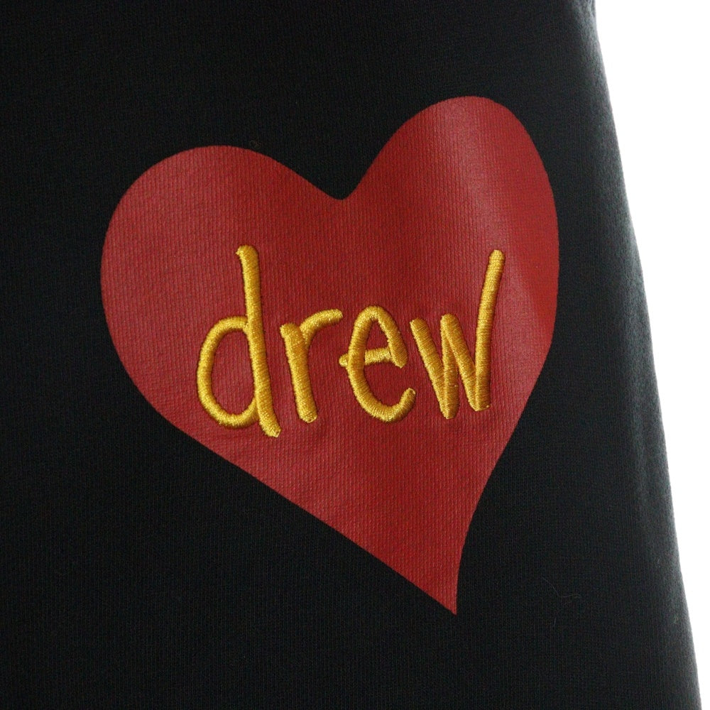drew house(ドリューハウス) 22AW FIRE SWEATPANT ファイアー ロゴプリント ドローコード カットオフ スウェットパンツ ブラック/レッド