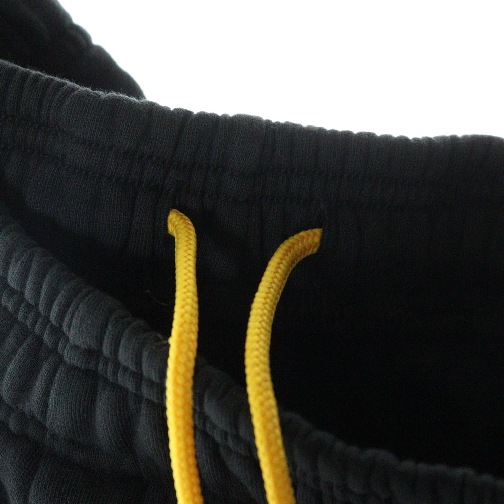 drew house(ドリューハウス) 22AW FIRE SWEATPANT ファイアー ロゴプリント ドローコード カットオフ スウェットパンツ ブラック/レッド