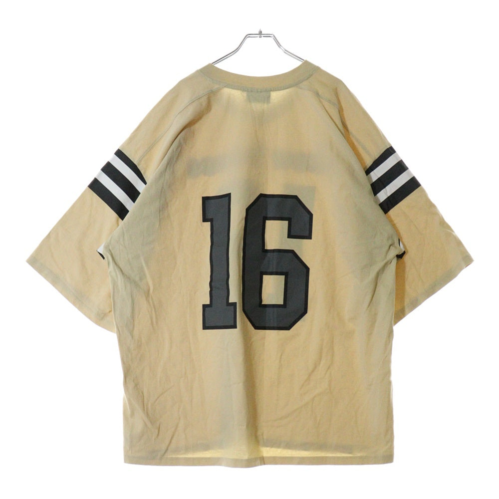drew house(ドリューハウス) AWAY JERSEY アウェイ ナンバープリント ビッグシルエット Vネック半袖Tシャツ カットソー ベージュ