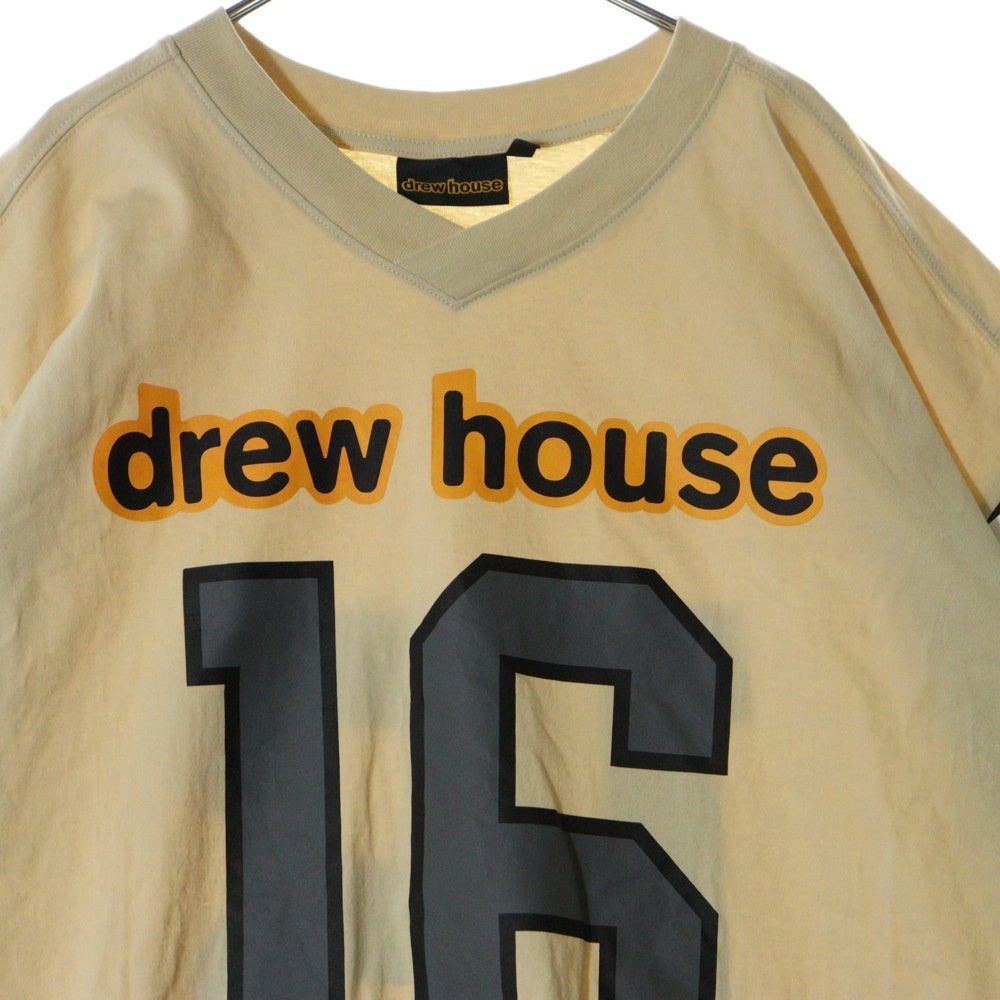 drew house(ドリューハウス) AWAY JERSEY アウェイ ナンバープリント ビッグシルエット Vネック半袖Tシャツ カットソー ベージュ