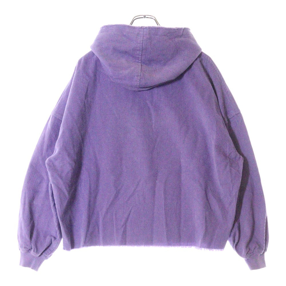 drew house(ドリューハウス) CORDUROY HOODIE ハートロゴ カットオフ コーデュロイ プルオーバーパーカー フーディ パープル