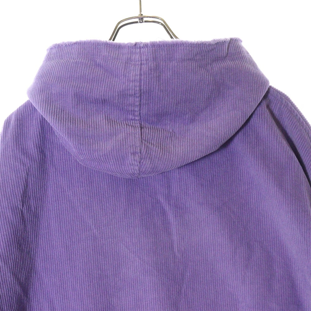 drew house(ドリューハウス) CORDUROY HOODIE ハートロゴ カットオフ コーデュロイ プルオーバーパーカー フーディ パープル