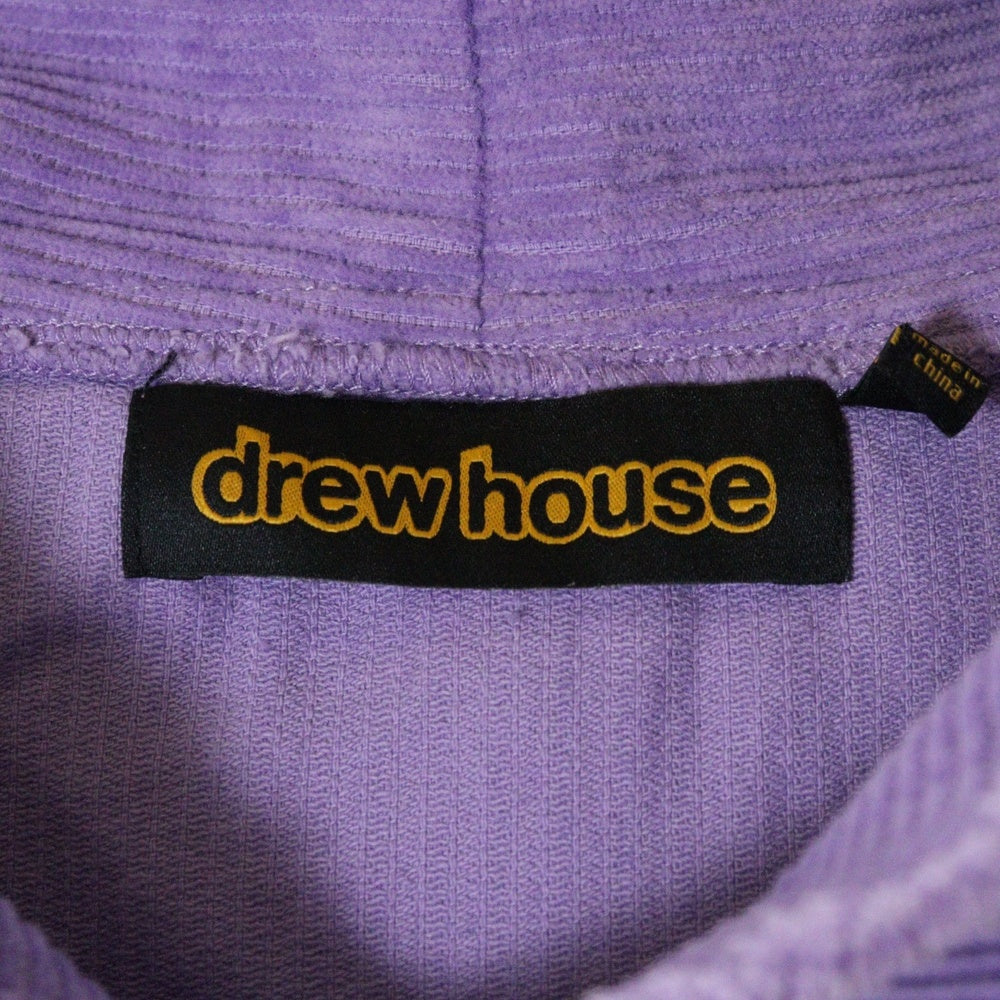 drew house(ドリューハウス) CORDUROY HOODIE ハートロゴ カットオフ コーデュロイ プルオーバーパーカー フーディ パープル