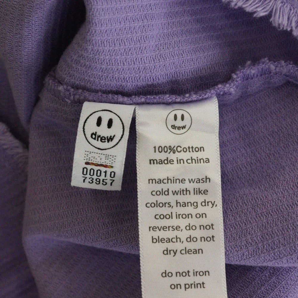drew house(ドリューハウス) CORDUROY HOODIE ハートロゴ カットオフ コーデュロイ プルオーバーパーカー フーディ パープル