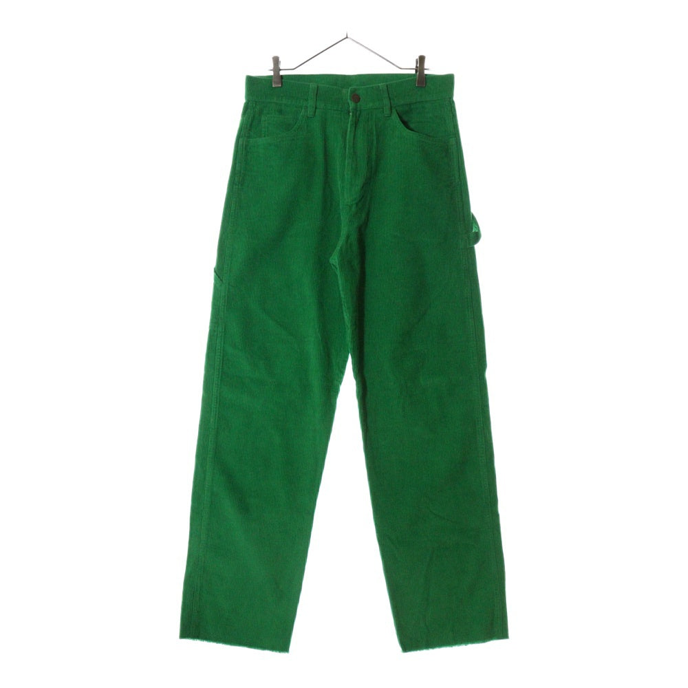 drew house(ドリューハウス) CORDUROY CARPENTER PANTS バックポケット ロゴエンブロイダリー カーペンター カットオフ コーデュロイパンツ グリーン