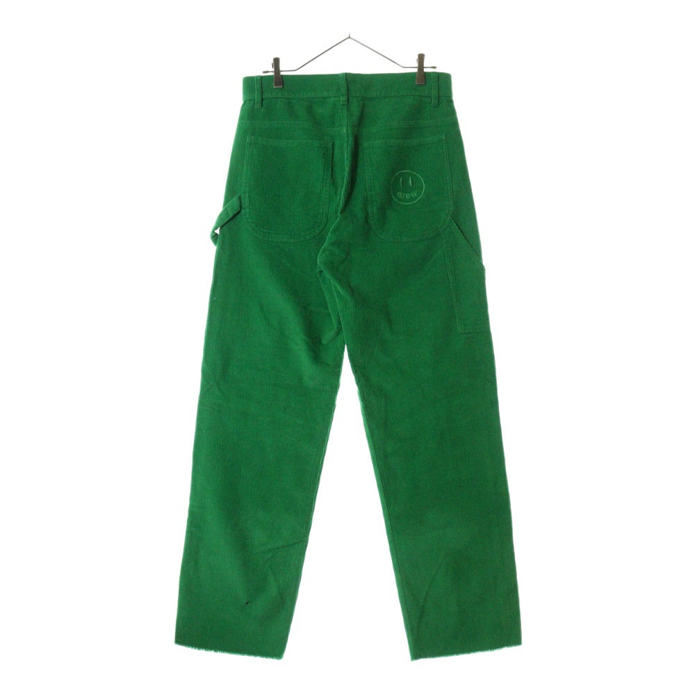 drew house(ドリューハウス) CORDUROY CARPENTER PANTS バックポケット ロゴエンブロイダリー カーペンター カットオフ コーデュロイパンツ グリーン