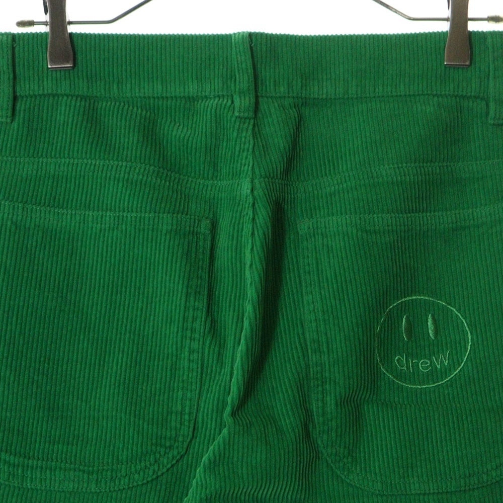 drew house(ドリューハウス) CORDUROY CARPENTER PANTS バックポケット ロゴエンブロイダリー カーペンター カットオフ コーデュロイパンツ グリーン