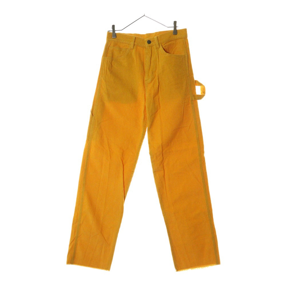 drew house(ドリューハウス) CORDUROY CARPENTER PANTS バックポケット ロゴエンブロイダリー カーペンター カットオフ コーデュロイパンツ イエロー