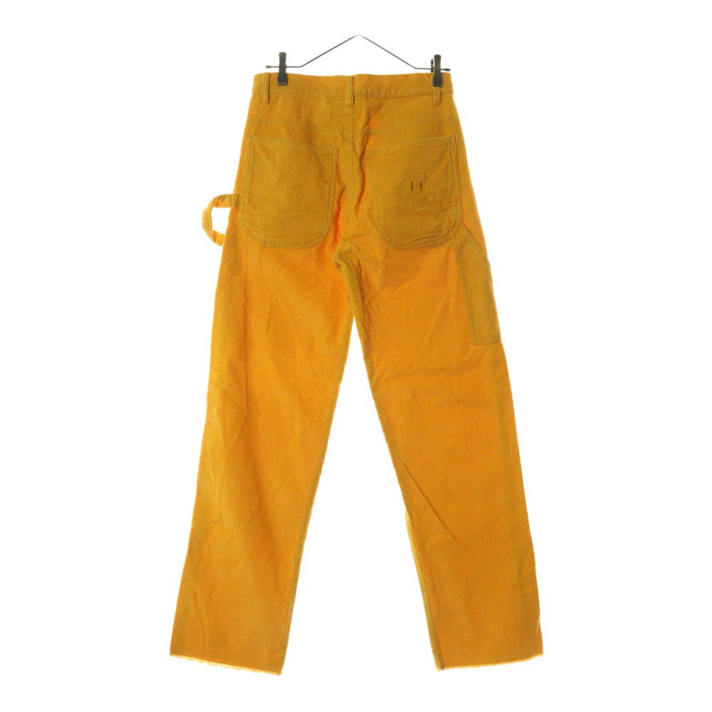 drew house(ドリューハウス) CORDUROY CARPENTER PANTS バックポケット ロゴエンブロイダリー カーペンター カットオフ コーデュロイパンツ イエロー
