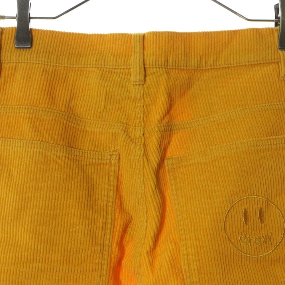 drew house(ドリューハウス) CORDUROY CARPENTER PANTS バックポケット ロゴエンブロイダリー カーペンター カットオフ コーデュロイパンツ イエロー