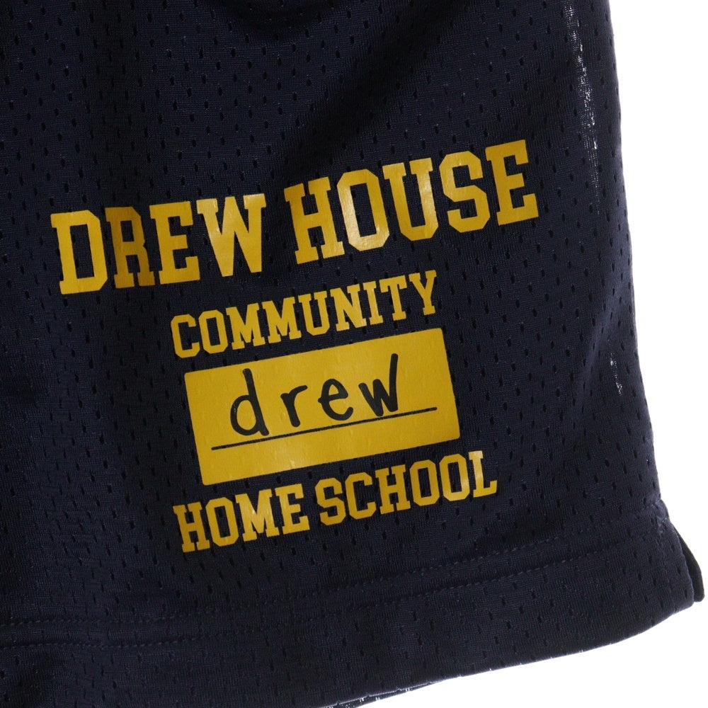 drew house(ドリューハウス) メッシュ ロゴプリント ドローコード ハーフパンツ ショーツ ネイビー