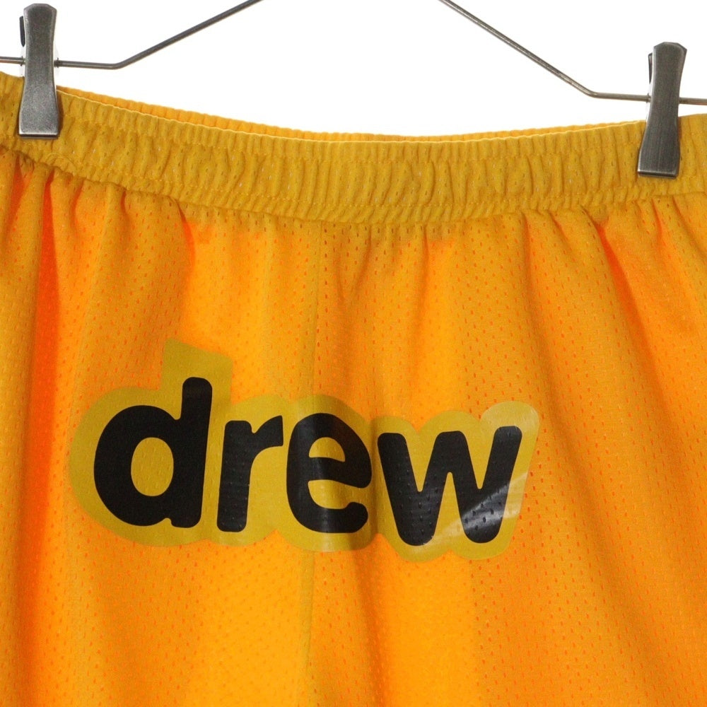 drew house(ドリューハウス) メッシュ ロゴプリント ドローコード ハーフパンツ ショーツ イエロー