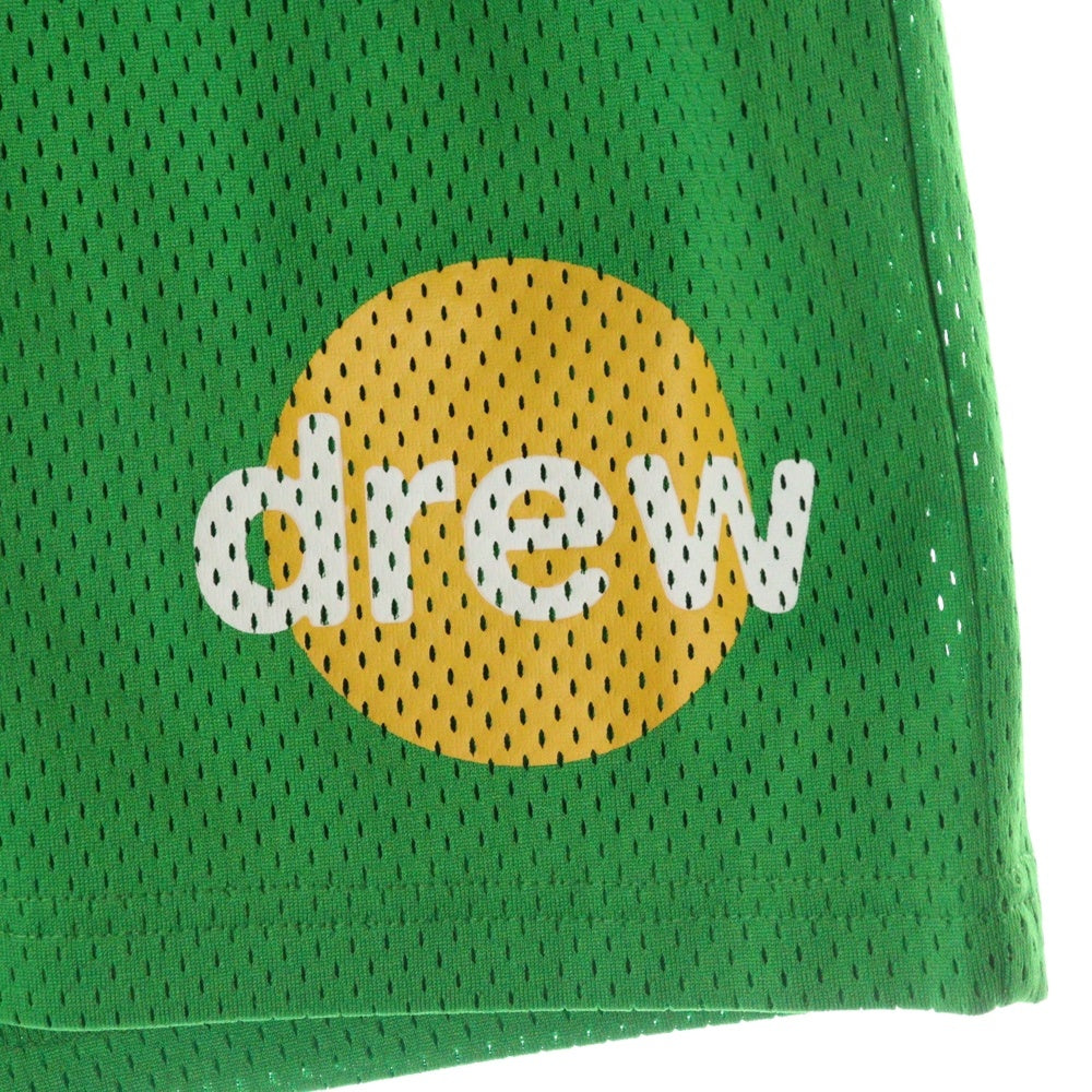 drew house(ドリューハウス) メッシュ ロゴプリント ドローコード ハーフパンツ ショーツ グリーン/イエロー