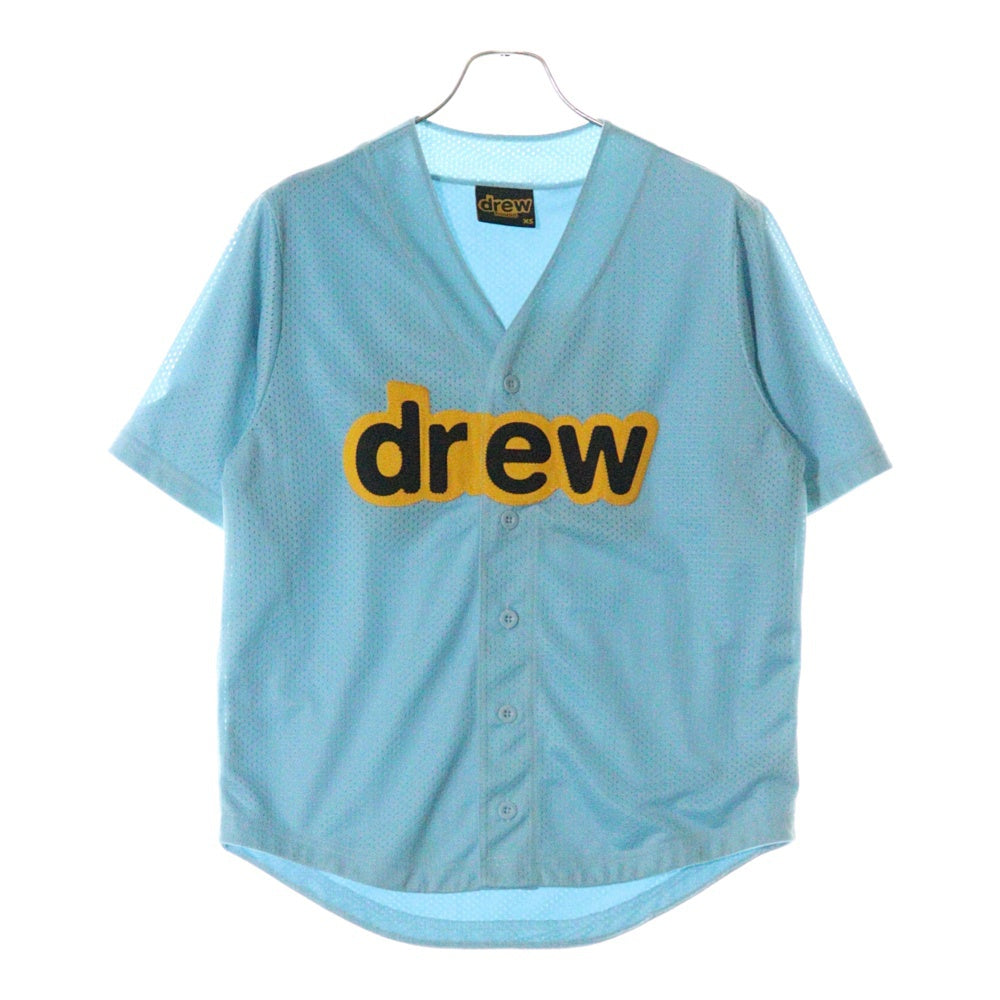 drew house(ドリューハウス) 21SS MESH SECRET BASEBALL JERSEY メッシュ シークレットロゴ 半袖ベースボールシャツ ジャージ ブルー