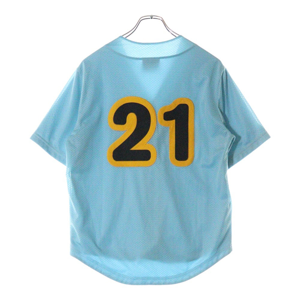 drew house(ドリューハウス) 21SS MESH SECRET BASEBALL JERSEY メッシュ シークレットロゴ 半袖ベースボールシャツ ジャージ ブルー