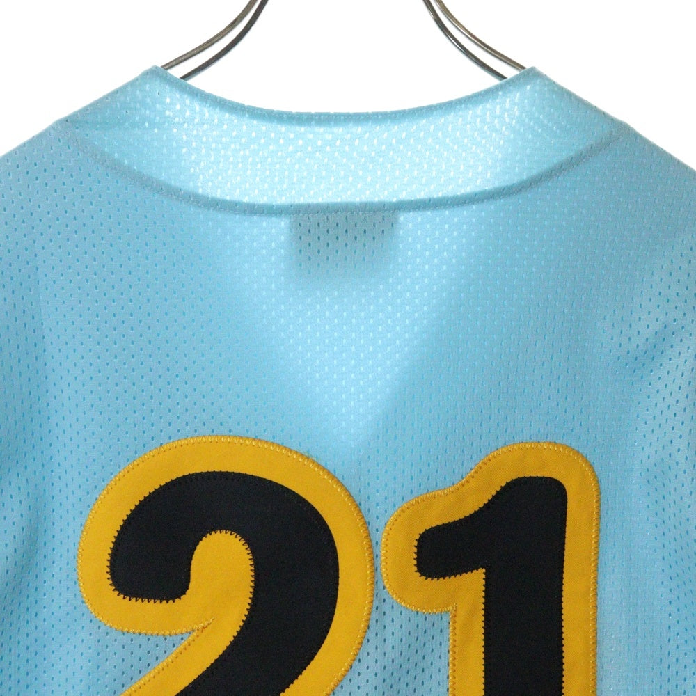 drew house(ドリューハウス) 21SS MESH SECRET BASEBALL JERSEY メッシュ シークレットロゴ 半袖ベースボールシャツ ジャージ ブルー