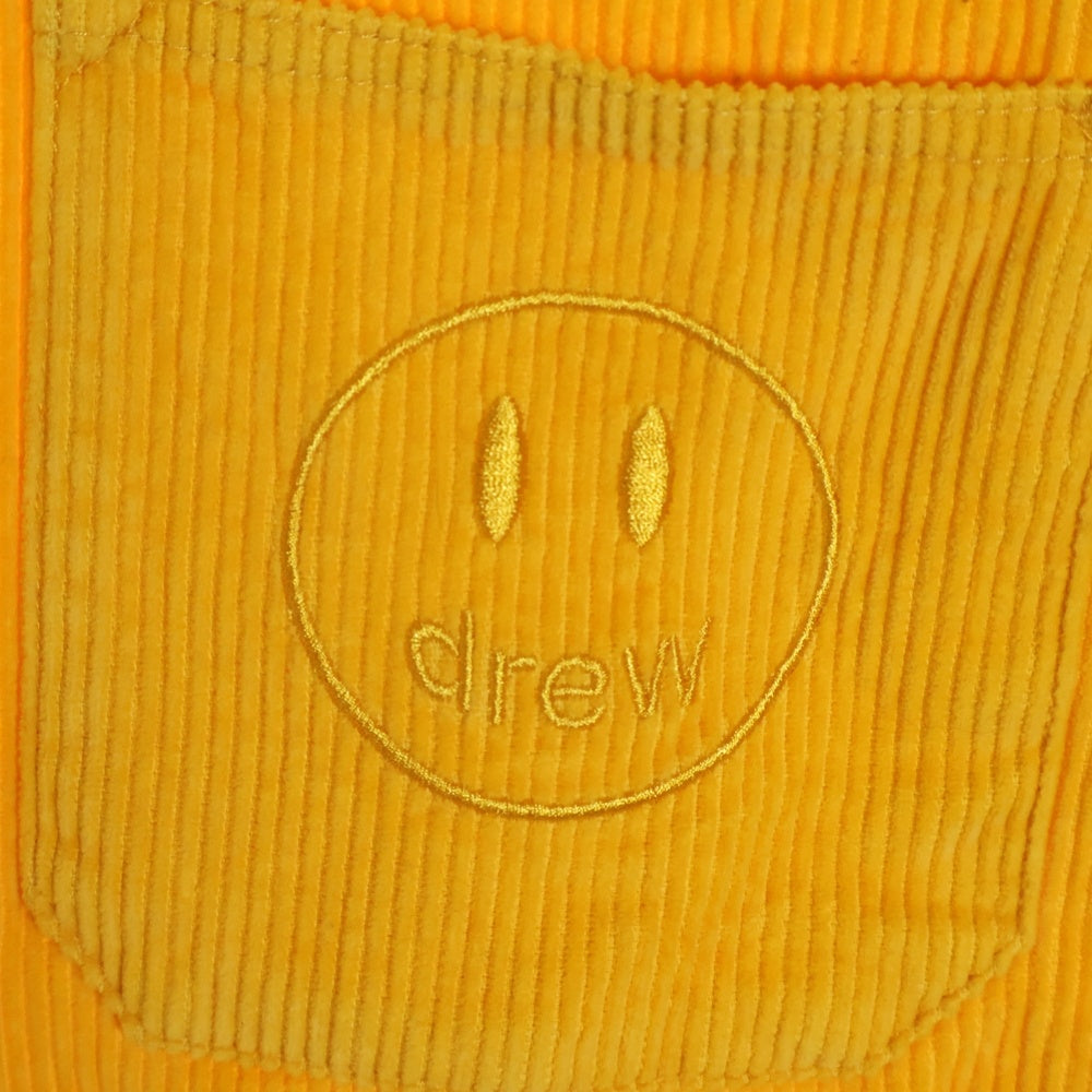 drew house(ドリューハウス) 21SS CORDUROY SS SHIRT コーデュロイ フロントマスコットロゴ刺繍 カットオフ 半袖シャツ イエロー