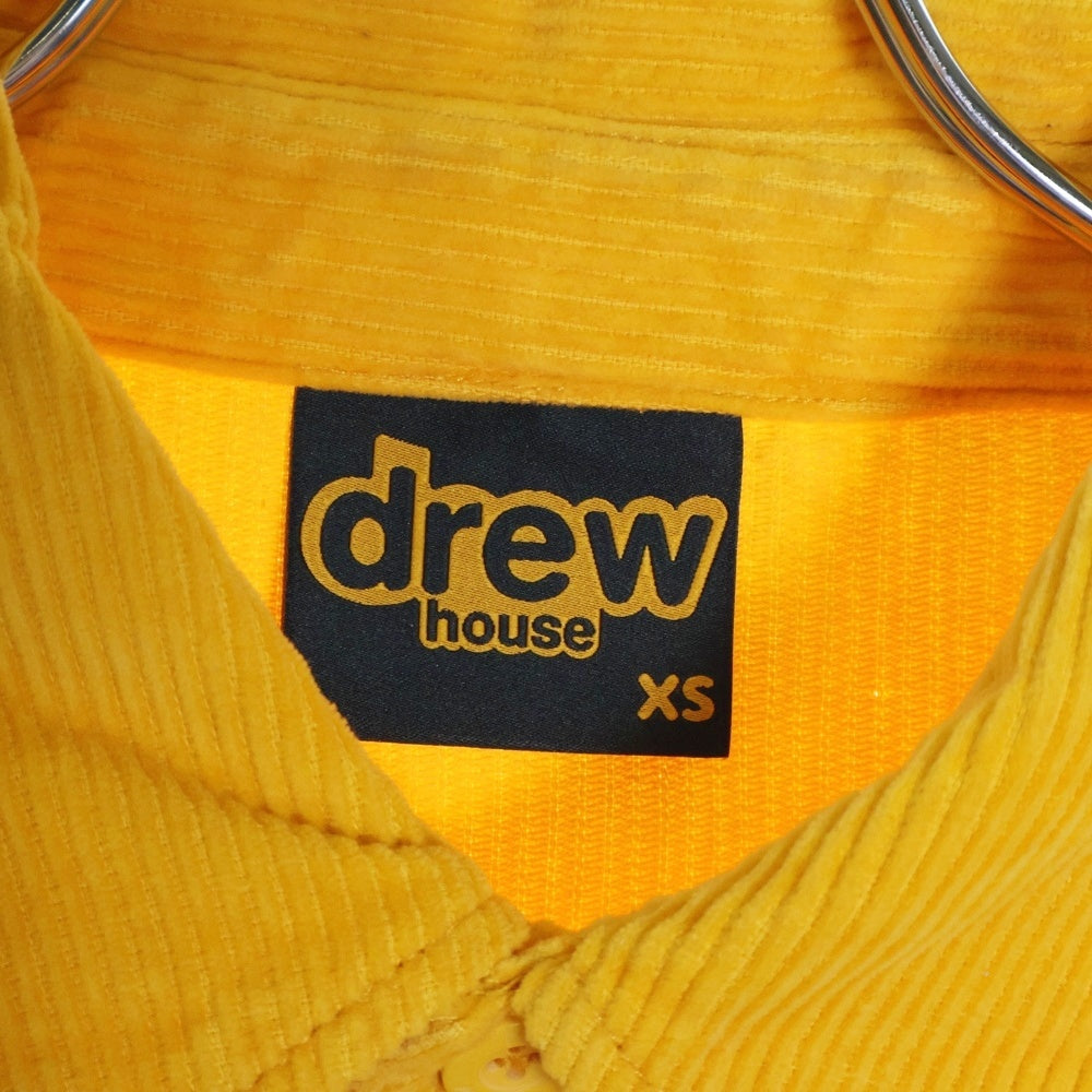 drew house(ドリューハウス) 21SS CORDUROY SS SHIRT コーデュロイ フロントマスコットロゴ刺繍 カットオフ 半袖シャツ イエロー
