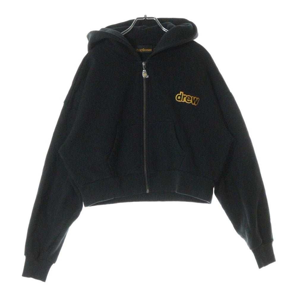 drew house(ドリューハウス) CROPPED ZIP HOODIE ロゴ クロップド丈 ジップアップフーディ パーカー ブラック