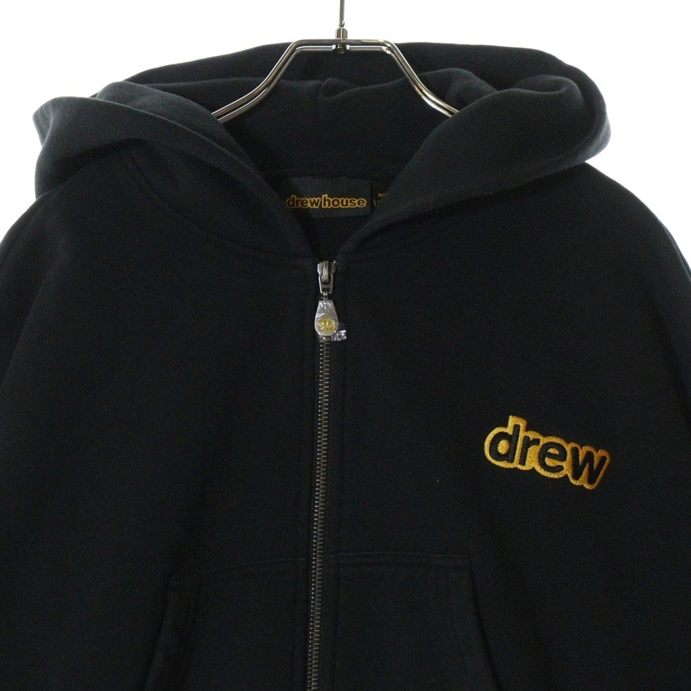drew house(ドリューハウス) CROPPED ZIP HOODIE ロゴ クロップド丈 ジップアップフーディ パーカー ブラック