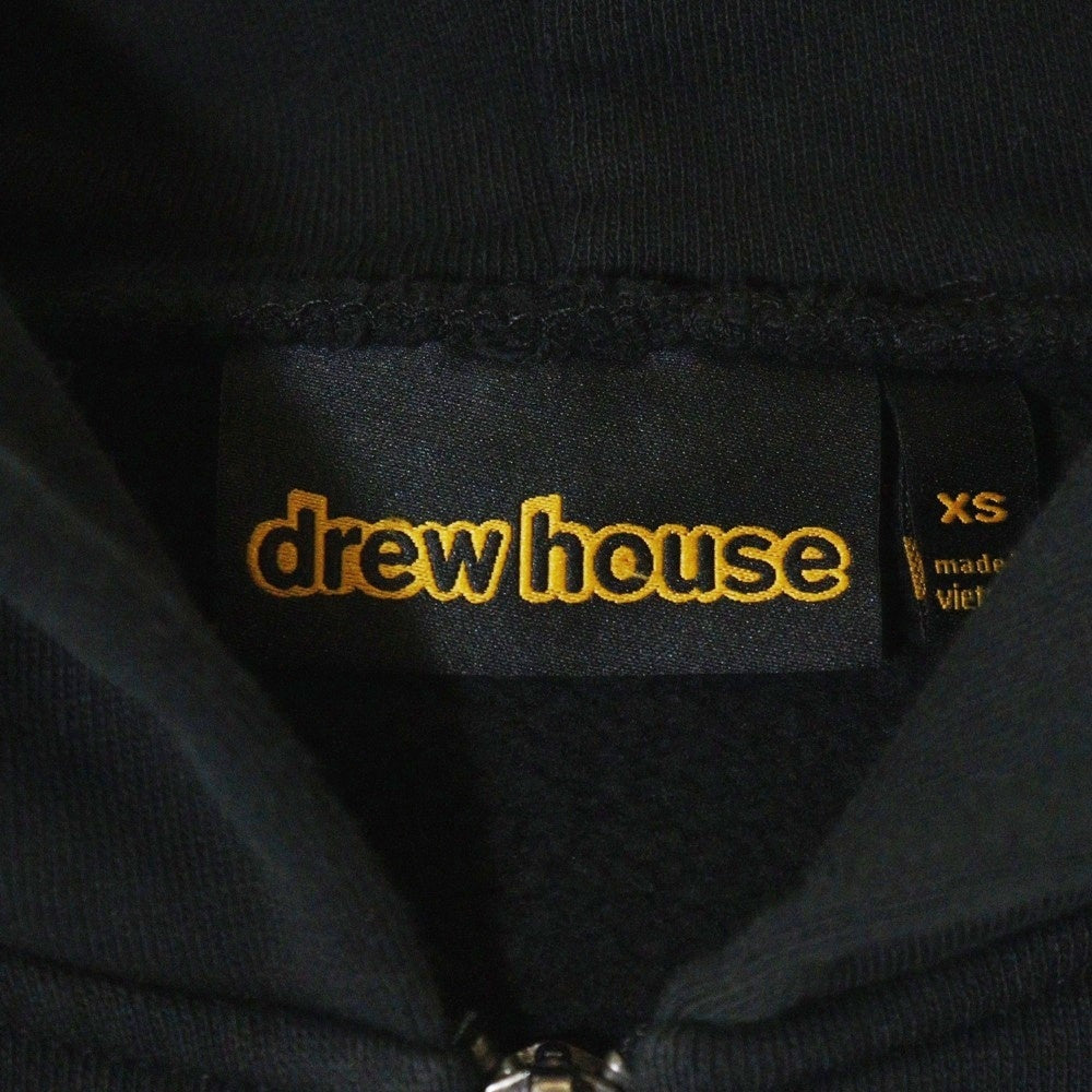 drew house(ドリューハウス) CROPPED ZIP HOODIE ロゴ クロップド丈 ジップアップフーディ パーカー ブラック
