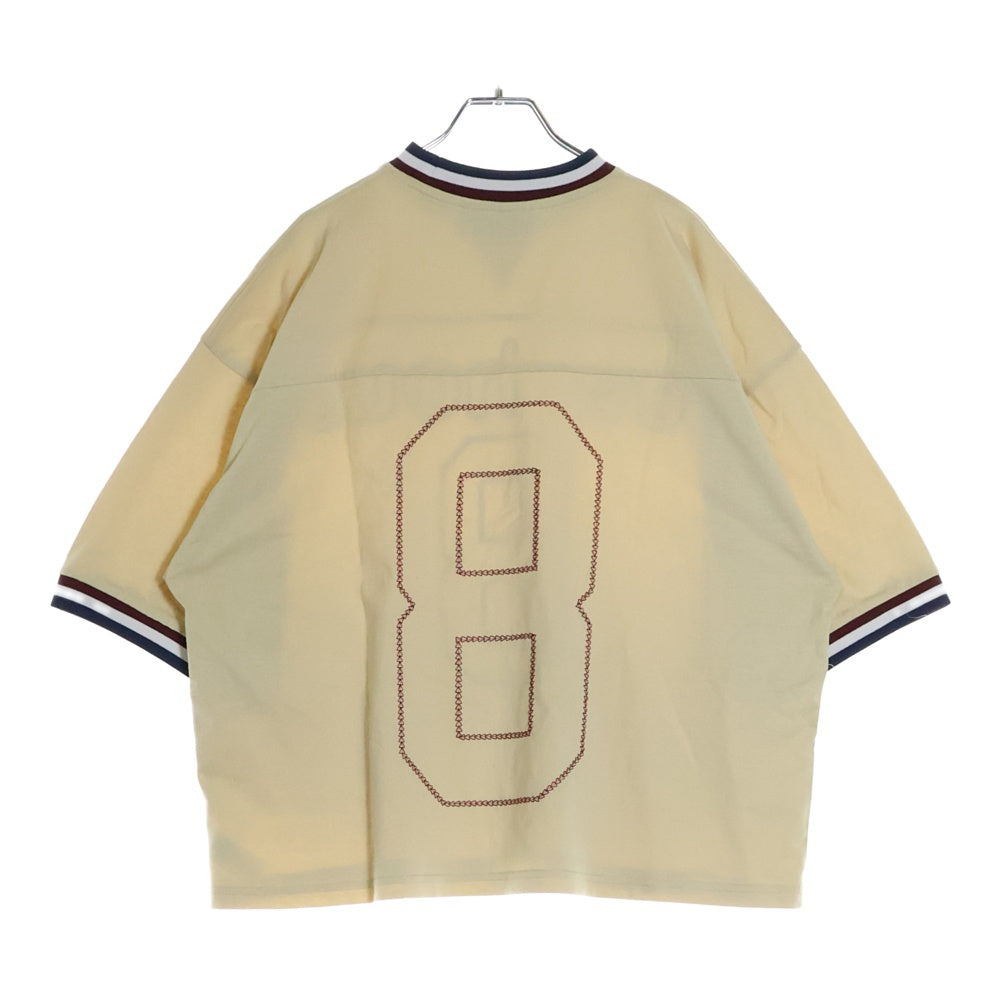 drew house(ドリューハウス) ロゴ刺繍 クルーネック半袖Tシャツ ゲームシャツ カットソー ベージュ
