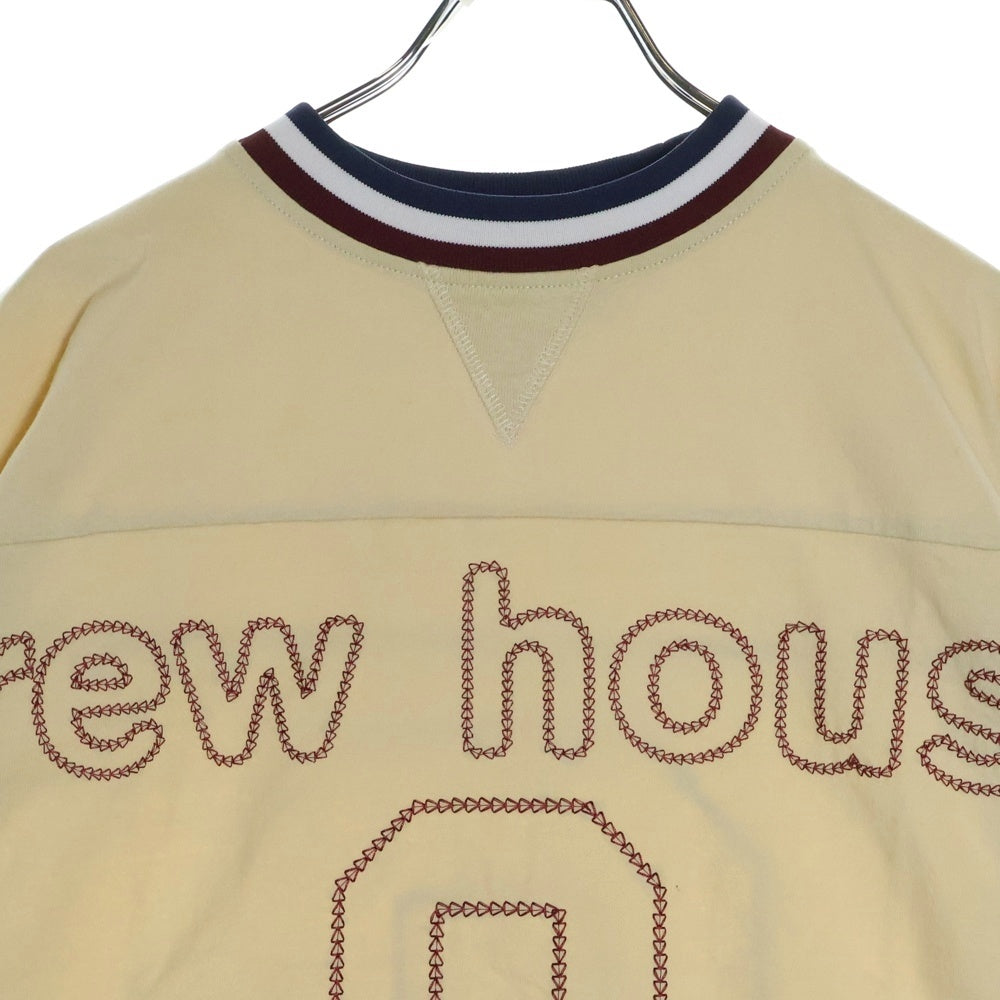 drew house(ドリューハウス) ロゴ刺繍 クルーネック半袖Tシャツ ゲームシャツ カットソー ベージュ