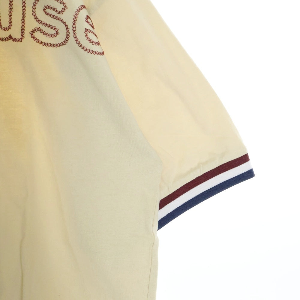 drew house(ドリューハウス) ロゴ刺繍 クルーネック半袖Tシャツ ゲームシャツ カットソー ベージュ